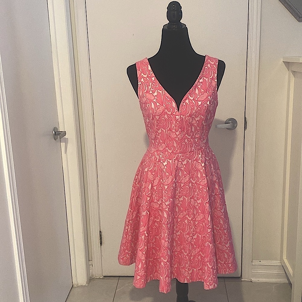 1950’s Vibe Anthropologie Maeve Claribel Dress in Pink Floral pattern Size 4